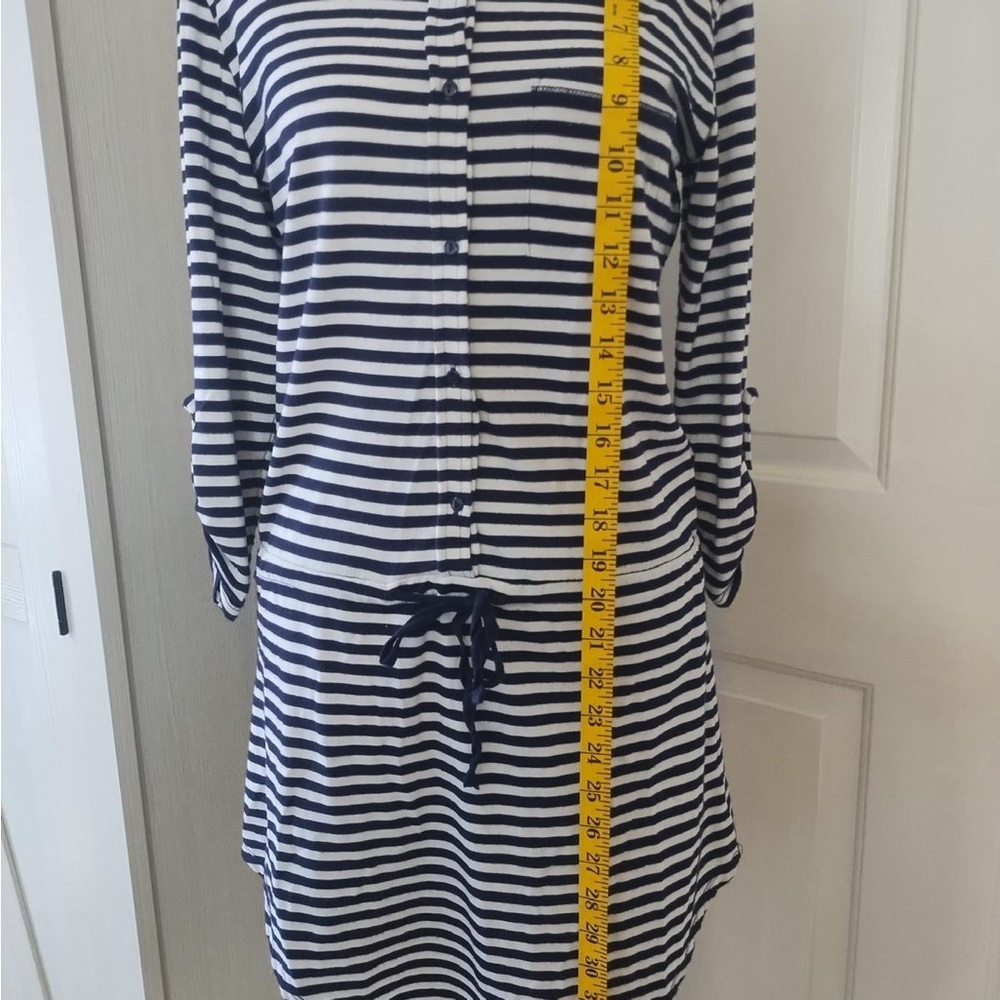 St. Tropez Blue and White Dolman Sleeve Midi Dress Sz S - Picture 7 of 14